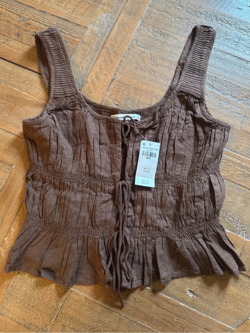 A&F Brown Lace Up Top